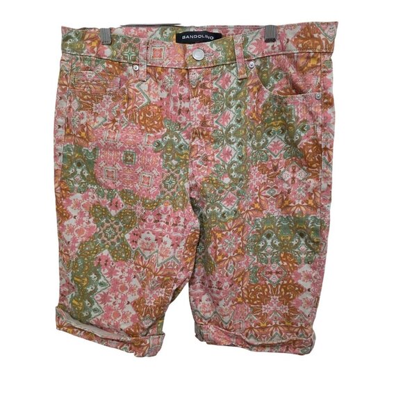 Bandolino Women Riley Pink & Green Floral Print Bermuda Shorts Size 10 - Picture 1 of 7